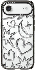CASETiFY Impact iPhone Air Case [Slim/Compatible with Magsafe / 8.2 ft. 4X Military Grade Drop Protection] - Chrome Scribbles - Clear Black