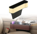 Car Seat Gap Filler Organizer, 2026 New Premium Leather Console Organizer for Holding Phone, Sunglasses, Auto Console Side Storage Box with Cup Holders 2 Seat Hooks for Drink (Beige, Passenger Seat)