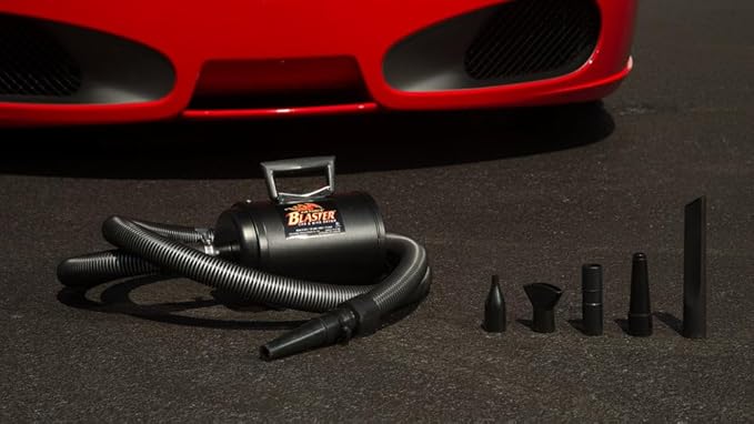 METROVAC Air Force Blaster, Lightweight Car & Motorcycle Vacuum Cleaner, Dryer with Truck Air Duster - Black