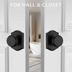 Interior Pismo Doorknobs for Closet, Black Door Knobs with Camelot Trim, Heavy Duty Dummy Door Handle