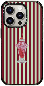 CASETiFY Impact iPhone 15 Pro Case [Slim/Compatible with Magsafe / 8.2 ft. 4X Military Grade Drop Protection] - Stripy Sundae - Clear Black