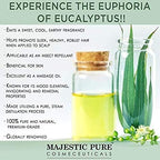 Majestic Pure Essential Oil with Glass Dropper - 100% Pure and Natural - Essential Oils for Diffuser, Aromatherapy, Soap and Candle Making, Eucalyptus Essential Oil, Eucalyptus Oil, 1 Fl Oz