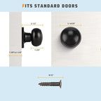 KNOBWELL 6 Pack Black Dummy Door Knob, Single Sided Handle for Closets, French Double Doors, and Pantry, Matte Black One Side Non-Turning Interior Push/Pull Door Knob