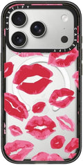 CASETiFY Impact iPhone 17 Pro Case [Slim/Compatible with Magsafe / 8.2 ft. 4X Military Grade Drop Protection] - Lipstick Kisses - Clear Black