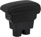 AULPHIKE Compatible with Nissan Versa Armrest 2007-2011 Car Center Console Organizer Armrests Double Layer Storage with 3 USB（Black）
