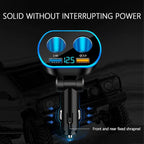 2026 New Upgrade 4 Port Cigarette Lighter Splitter,2.4A&QC3.0 Super Fast Car Charger with Dual Cigarette Lighter Plug with LED Voltmeter Compatible with Mobile Cell Phone Dash Cam GPS (QC+2.4A)