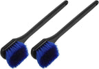 2pcs Tire and Wheel Cleaning Brush Set Stiff Bristles Long Handle for Car and Motorcycle Rim Detailing, Heavy-Duty Tire Scrubber Tool for Automotive Wheel Care