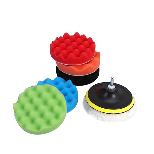 ERINGOGO Car Buffing Sponge Polishing Pad Kit 7pcs Self-Adhesive Discs for Car Waxing Polishing