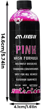 MIIGII Pre-Wash Solution Car Wash Soap - Pink Foam Car Shampoo - Powerful Formula Penetrates and Breaks Down Tree Sap, Bird Droppings & Tough Stains - Works on RVs, Trucks, Cars & More - 150ml (5oz)