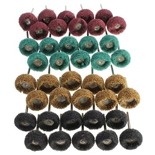 Rocaris 40 Pack 1 inch Abrasive Wheel Buffing Polishing Wheel Set for Rotary Tool - with 1/8" Shank (25mm)