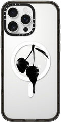 CASETiFY Impact iPhone 16 Pro Max Case [Slim/Compatible with Magsafe / 8.2 ft. 4X Military Grade Drop Protection] - Night Cherry - Clear Black