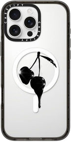 CASETiFY Impact iPhone 16 Pro Max Case [Slim/Compatible with Magsafe / 8.2 ft. 4X Military Grade Drop Protection] - Night Cherry - Clear Black