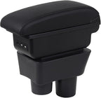 AULPHIKE Compatible with Nissan Versa Armrest 2012-2019 Car Center Console Organizer Armrests Double Layer Storage with 3 USB（Black）