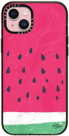 CASETiFY Impact Case for iPhone 15 Plus [8.2ft 4X Military Grade Drop Protection/Compatible with Magsafe] - Watermelon - Clear Black