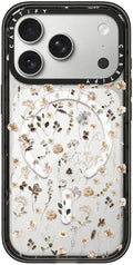 CASETiFY Impact iPhone 17 Pro Case [Slim/Compatible with Magsafe / 8.2 ft. 4X Military Grade Drop Protection] - Wildflower Friday - Clear Black