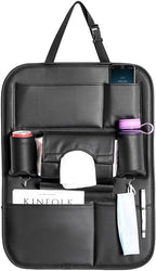 2 Pack PU Leather Premium Car SeatBack Organizer Travel Accessories Kick mats Back seat Protector and Cup Holder Holder Universal Use Seat Covers (23×17.1 in)