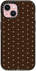 CASETiFY Impact Case for iPhone 15 [8.2ft 4X Military Grade Drop Protection/Compatible with Magsafe] - Choco Dots - Clear Black