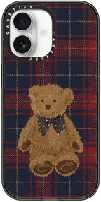 CASETiFY Impact iPhone 17 Case [Slim/Compatible with Magsafe / 8.2 ft. 4X Military Grade Drop Protection] - Teddy Bear Plaid - Clear Black