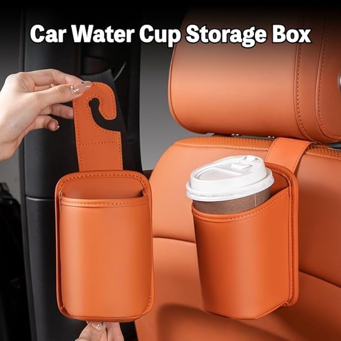 2-Pack Cup Holders for Car Seat Back Premium Nappa Leather Organizer with Drink Holders Easy Install for Families & Road Trips (Grey)