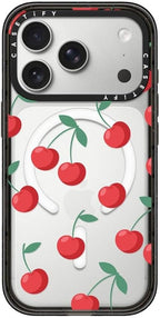 CASETiFY Impact iPhone 17 Pro Case [Slim/Compatible with Magsafe / 8.2 ft. 4X Military Grade Drop Protection] - Cherries - Clear Black