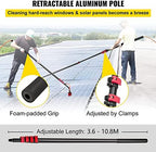 Telescopic Window Cleaning Kit: 3.6-10.8M Extendable Brush & Squeegee Water Fed Pole for Roof Glass Solar Panel Cleaning - Ideal Outdoor Cleaning Tool