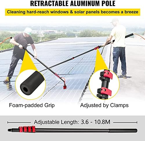 Telescopic Window Cleaning Kit: 3.6-10.8M Extendable Brush & Squeegee Water Fed Pole for Roof Glass Solar Panel Cleaning - Ideal Outdoor Cleaning Tool