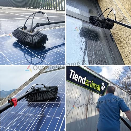 Telescopic Window Cleaning Brush with 3.6-10.8M Extendable Pole Water Fed Cleaner for Conservatory Roof & Solar Panel Cleaning Perfect for High Reach Cleaning Tasks