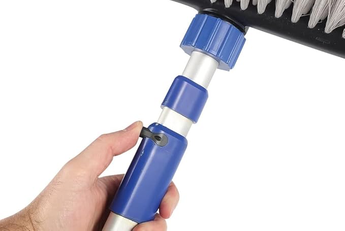 Camco Flow-Through Wash Brush with Push Button Telescoping Handle - Connect to Standard Water Hose to Clean Your Vehicle | Great for RV, Truck Boat and Car Washing - (41960)