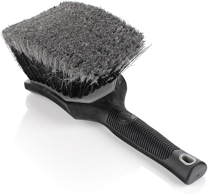 Detail Factory - ProGrip Wheel Face Brush - Ergonomic ProGrip Handle - Premium Wheel Cleaner Brush - Soft Flagged-Tip Bristles - Grey & Black