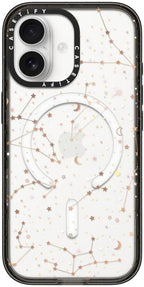 CASETiFY Impact iPhone 17 Case [Slim/Compatible with Magsafe / 8.2 ft. 4X Military Grade Drop Protection] - Space Pattern on Clear Background - Clear Black