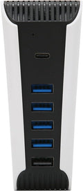 5 Port USB Hub for PS5, 5 in 1 High Speed USB Expansion Hub Charger Splitter Adapter with USB2.0 TypeC Ports for Console