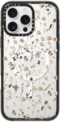 CASETiFY Impact Case for iPhone 16 Pro Max [Slim / 8.2 ft. 4X Military Grade Drop Protection/Compatible with Magsafe] - Wildflower Friday - Clear Black