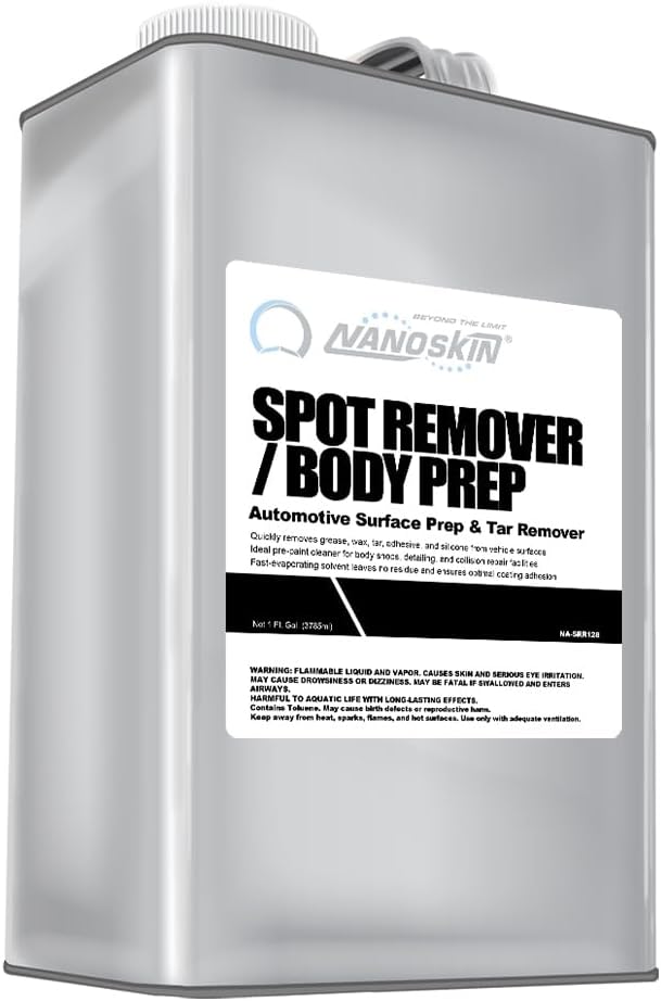 Nanoskin Spot Remover / Body Prep Automotive Surface Prep Cleaner 1 Gallon - Fast-Drying Solvent Degreaser Removes Tar, Grease, Wax & Adhesive, VOC-Compliant Pre-Paint Panel Prep