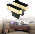 Car Seat Gap Filler Organizer, 2026 New Premium Leather Console Organizer for Holding Phone, Sunglasses, Auto Console Side Storage Box with Cup Holders 2 Seat Hooks for Drink (Beige, 1Set)