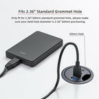 Xiwai USB 3.0 Hub Splitter, SD TF USB-C 2 Port USB Multiport Expander High Speed Type C Data Port 60mm Desk Grommet Dock Station Micro-SD Card Reader Interface for PC Desk Desktop