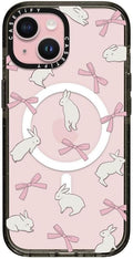 CASETiFY Impact Case for iPhone 15 [8.2ft 4X Military Grade Drop Protection/Compatible with Magsafe] - Rabbit Ribbon - Clear Black