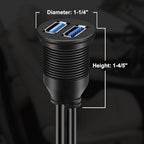BATIGE 2 Ports Dual USB 3.0 Male to USB 3.0 Female AUX Flush Mount Car Mount Extension Cable for Car Truck Boat Motorcycle Dashboard Panel -6ft