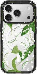 CASETiFY Impact iPhone 17 Pro Case [Slim/Compatible with Magsafe / 8.2 ft. 4X Military Grade Drop Protection] - Lily of The Valley - Clear Black