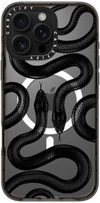 CASETiFY Impact Case for iPhone 16 Pro Max [Slim / 8.2 ft. 4X Military Grade Drop Protection/Compatible with Magsafe] - Black Kingsnake - Clear Black