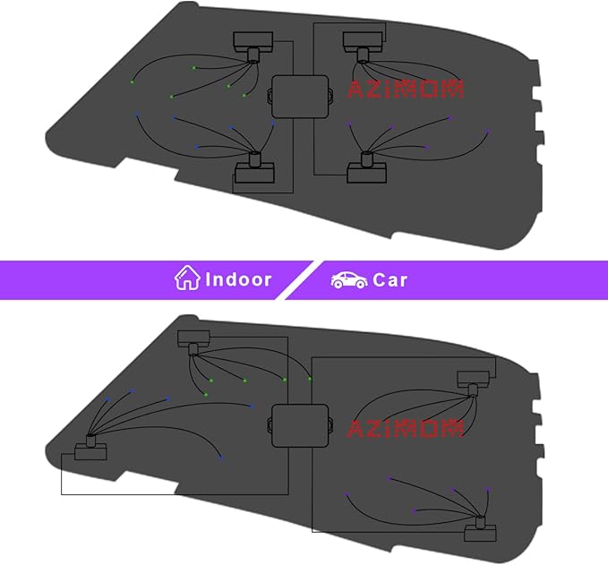 AZIMOM Split Starlight Headliner Kit 1800pcs 0.02in 6.5ft, 2026 Updated 4Color Fiber Optic Light Sound-Activated APP& Remote Control Starlight Engine End Glow Fiber Strands