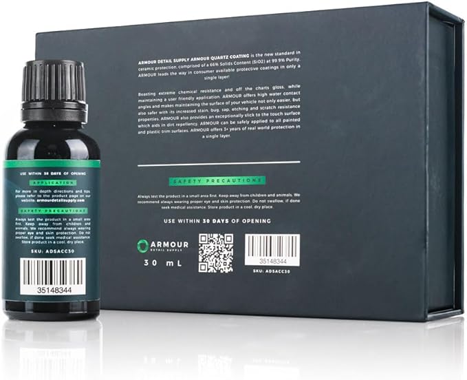 Armour Detail Supply - Armour Quartz Coating - Chemical & Scratch Resistant Coating for Cars, Chrome & Plastic Trim - 30ml
