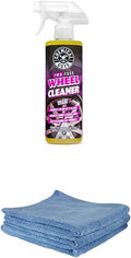 Chemical Guys Two Face Wheel Cleaner, Color Changing Wheel Cleaner,16 fl oz - CLD30316 + MICBLUE03 Workhorse Professional Microfiber Towels, Blue 16" x 16", (3 Pack)