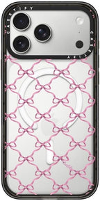 CASETiFY Impact iPhone 17 Pro Max Case [Slim/Compatible with Magsafe / 8.2 ft. 4X Military Grade Drop Protection] - Entwined in Ribbon - Clear Black