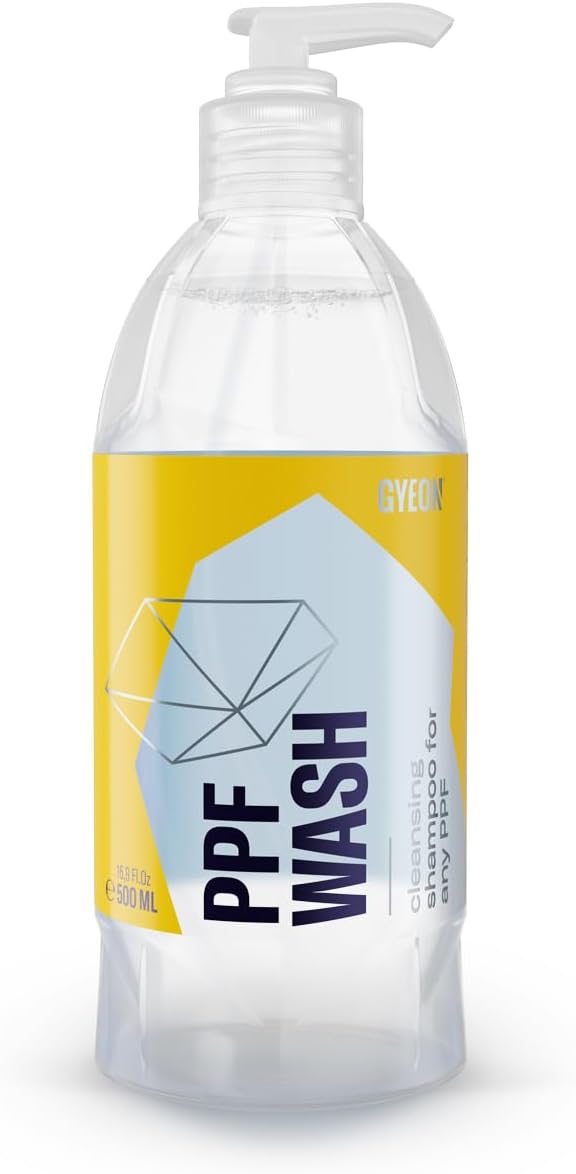 Gyeon PPF Wash paint protection film cleaner decontamination shampoo iron remover foaming safe on coated surfaces high‑suds slick wash routine road grime removal restores optical clarity