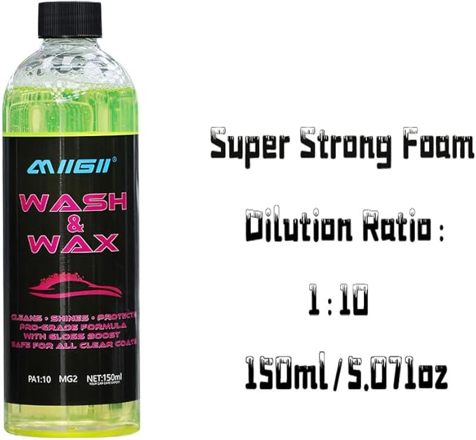 MIIGII Car Wash Soap with Paint Protection Coating - pH Balanced Car Shampoo - Rich Suds & Deep Cleaning - All Vehicles - 150ml (5oz)