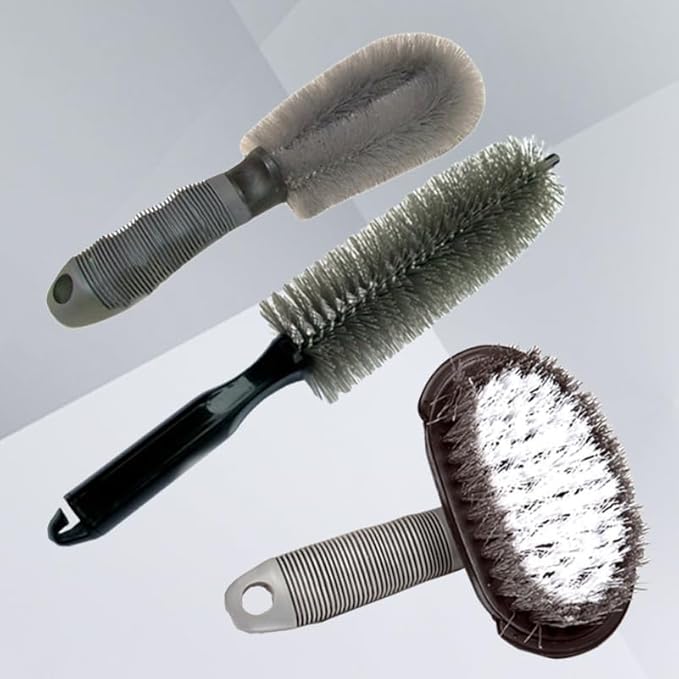 Wheel Cleaning Brush Set Multipurpose Nylon Bristle Car Wheel Rim Tire Cleaner for Cars Motorcycles Bicycles with Scratch-Free Flexible Design