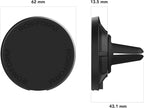 ROKFORM Wireless Car Charger, Magnetic Vent Mount, Compatible with Mag Safe Phone Cases, Super Grip Clip, USB-C to USB-C Cable Included (Black)