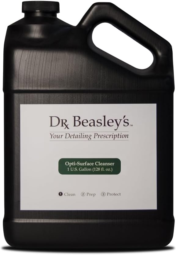 Dr. Beasley's Opti-Surface Cleanser for Autos - P,owerful Inorganic Stain Remover, Specially Formulated for Vinyl & Plastic, Non-Oily Matte Finish, 1 Gal