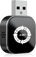4 in 1 Wireless CarPlay Adapter with Screen Mirroring – Supports Apple CarPlay & Android Auto & AirPlay & MirrorLink, 2026 Upgraded screen mirroring dongle for car, USB-A/USB-C Connection, Plug & Play