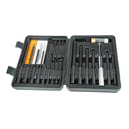 Wheeler Master Roll Pin Punch Set with Dual Sided Hammer, Roll Pin Punches and Starters, Storage Case for Gunsmithing, silver